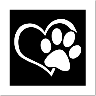 Dog Puppy Shirt - I Love Dogs Paw Print Heart Cute Women Men Posters and Art